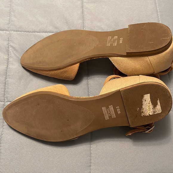 Toms Womens Julie Tan Suede D'Orsays Ankle Strap Pointed Toe Flats Shoes Used - Picture 8 of 10